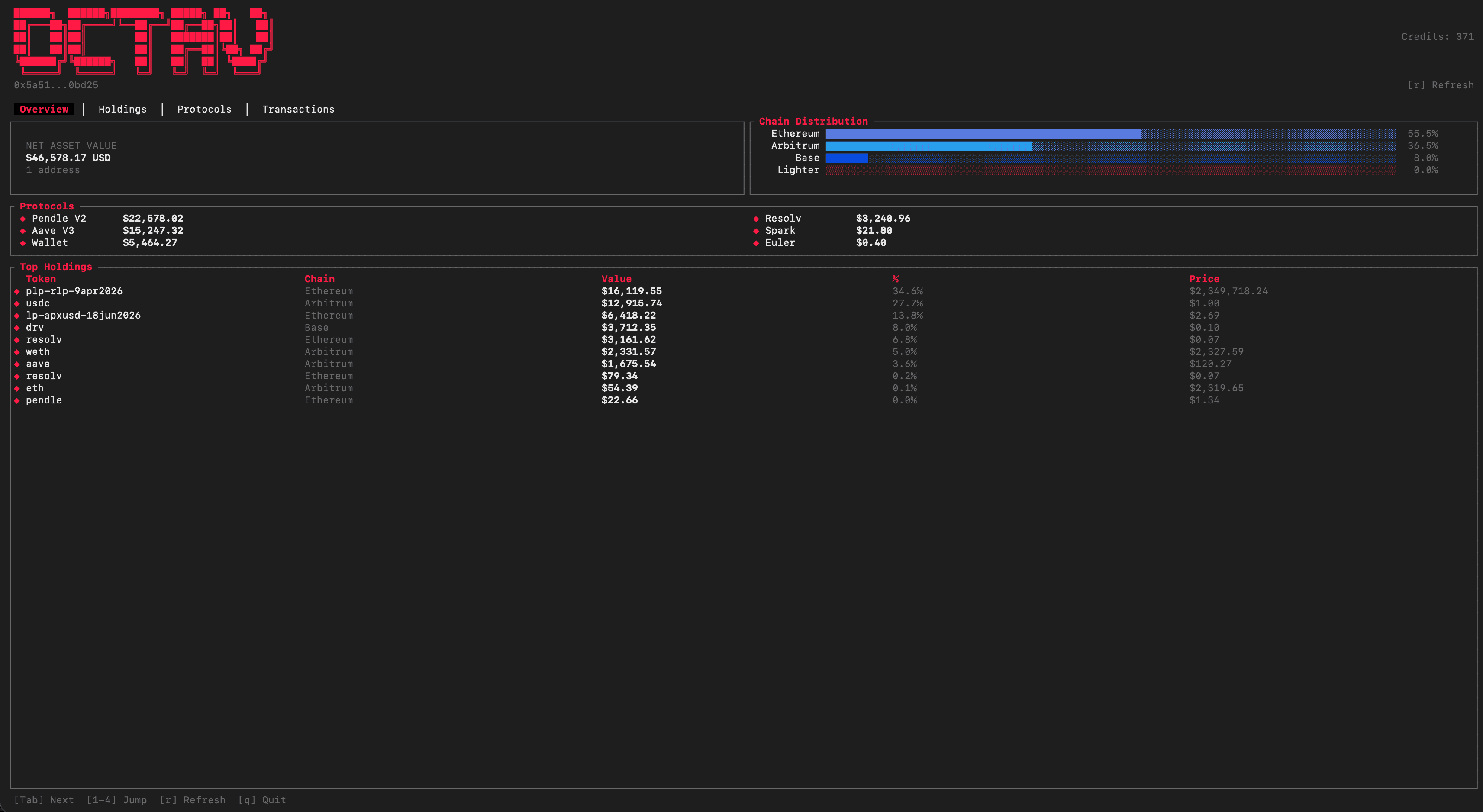 Octav CLI screenshot