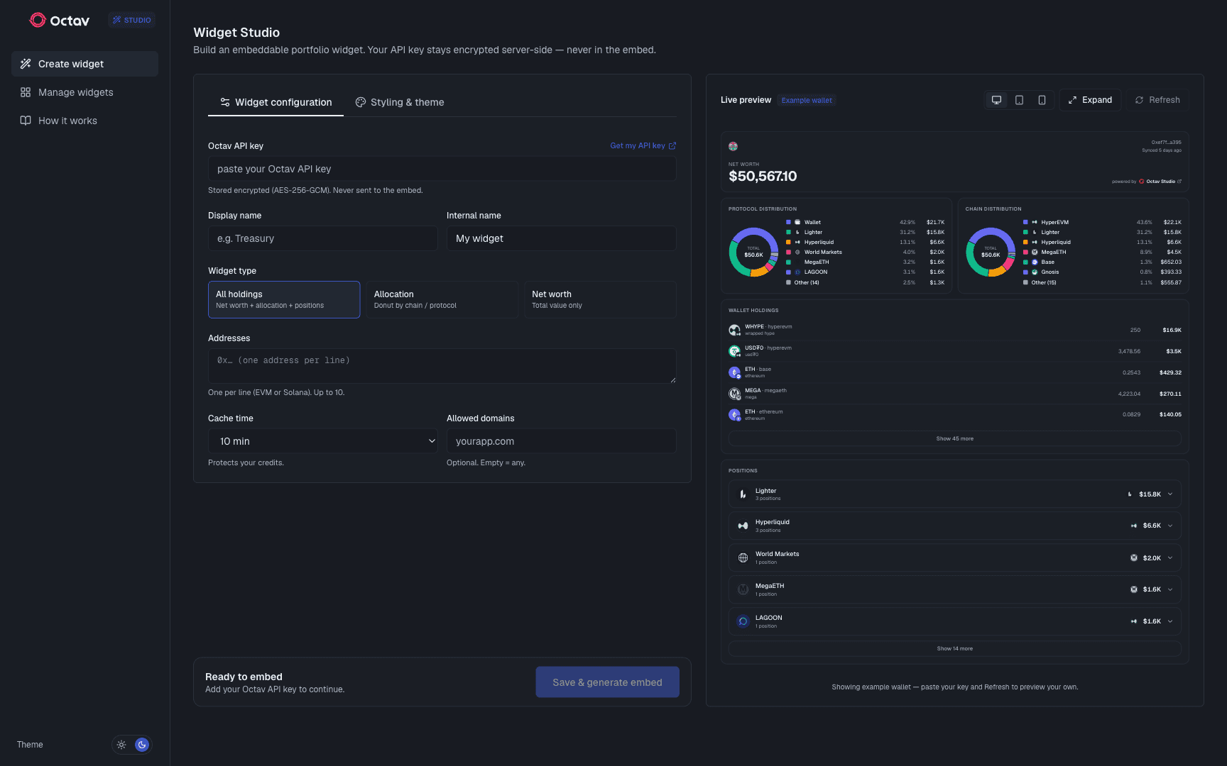 Octav Widget Studio screenshot